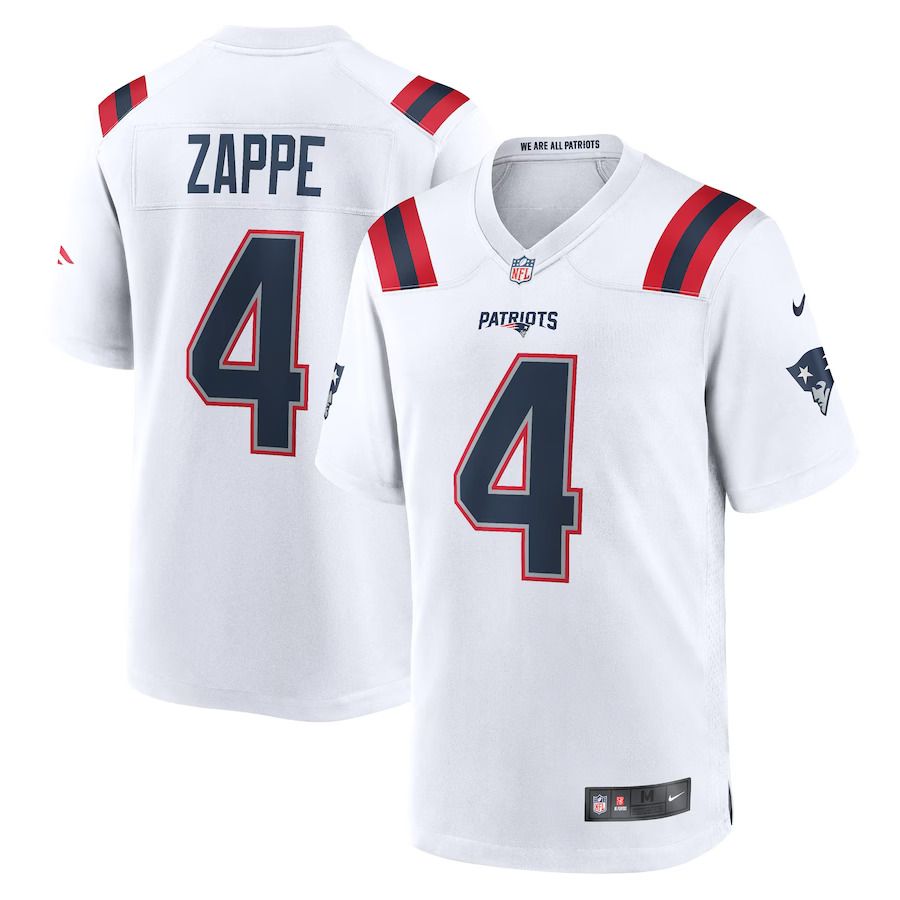 Men New England Patriots #4 Bailey Zappe Nike White Game Player NFL Jersey->new england patriots->NFL Jersey